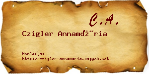 Czigler Annamária névjegykártya